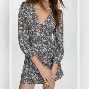 Sunday Best AritziaGrayson Long Sleeve Floral Mini Dress Brown Green Size 4